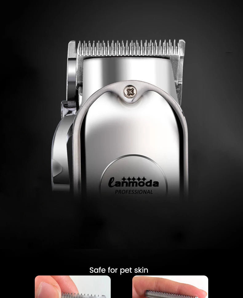 Professional Pet Hair Clipper – All-Metal Rechargeable Dog & Cat Grooming Trimmer