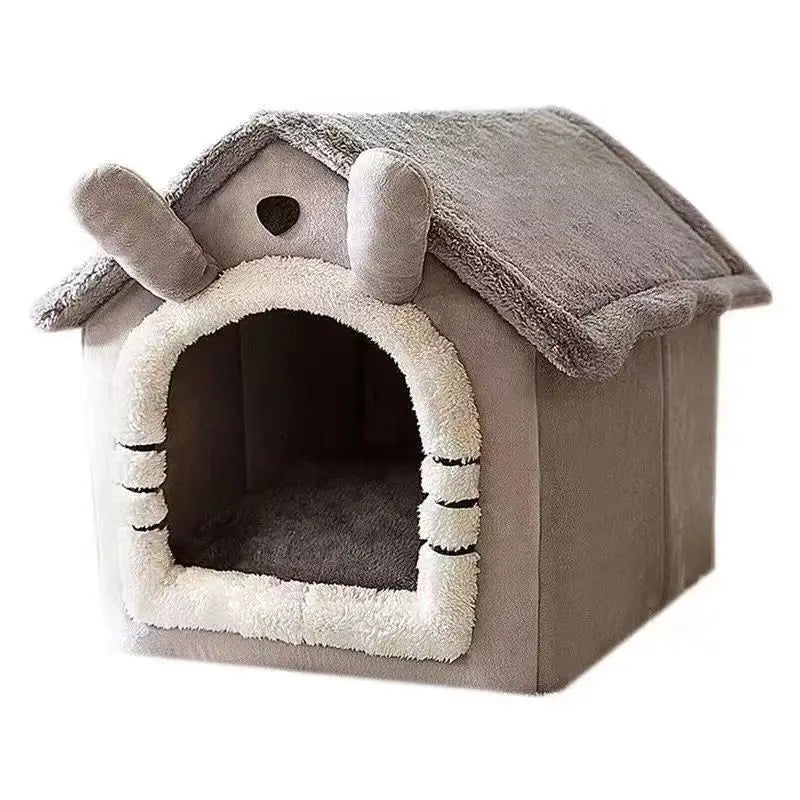 Indoor Pet Tent Bed – Soft Dog & Cat House with Removable Cushion