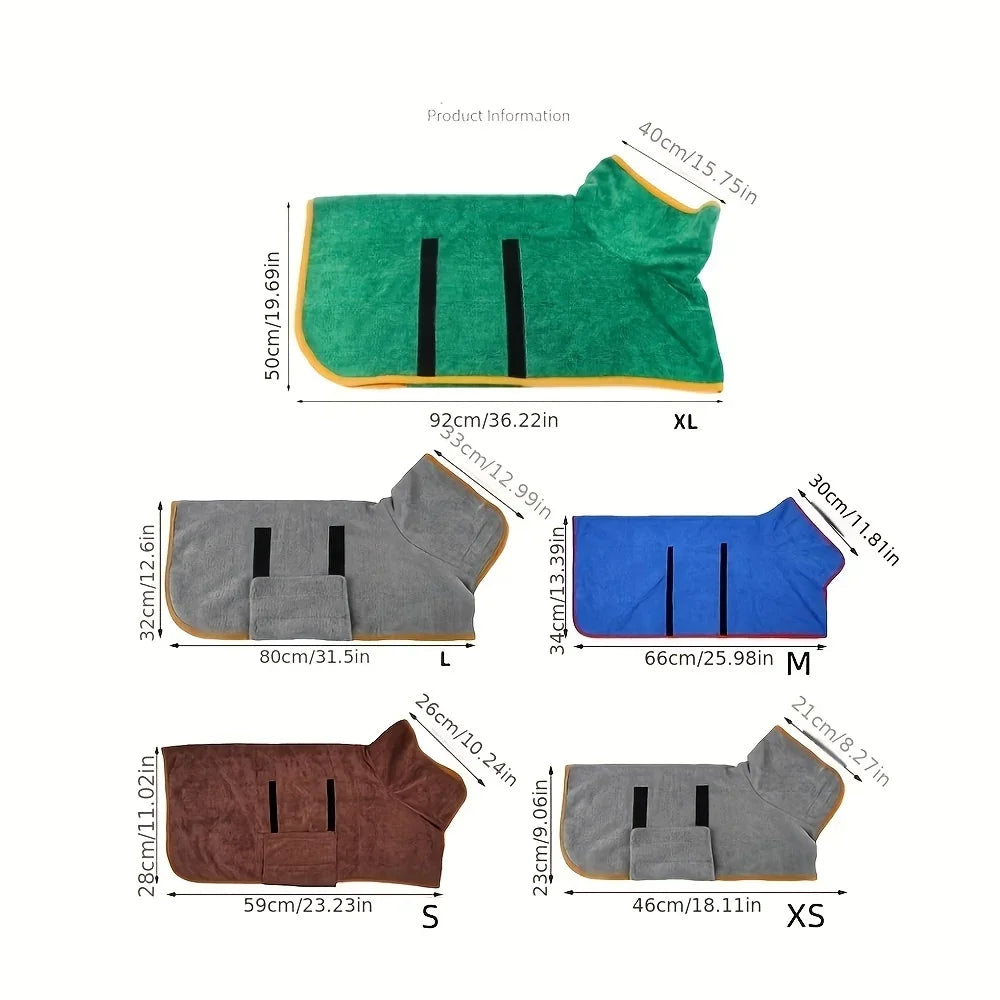Absorbent Dog Bathrobe – Quick-Dry Pet Towel Wrap for Dogs & Cats