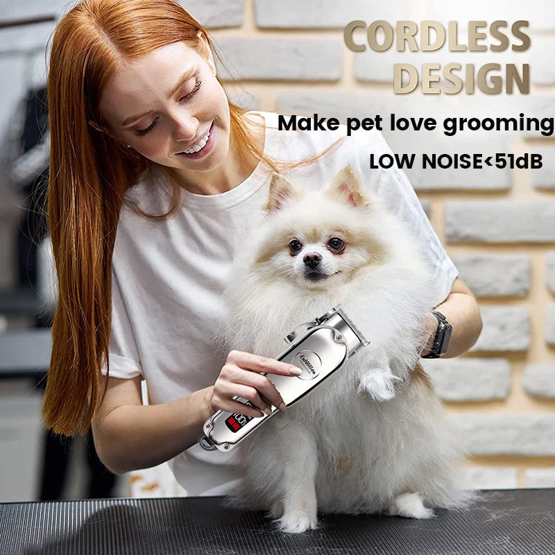 Professional Pet Hair Clipper – All-Metal Rechargeable Dog & Cat Grooming Trimmer