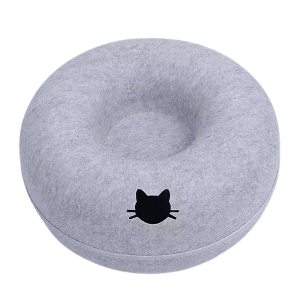 2-in-1 Felt Donut Cat Bed & Tunnel with Breather Hole