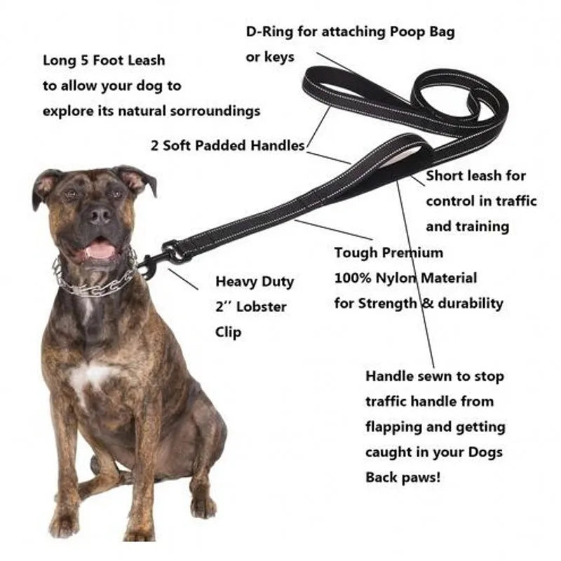 Heavy Duty Double Handle Nylon Dog Leash