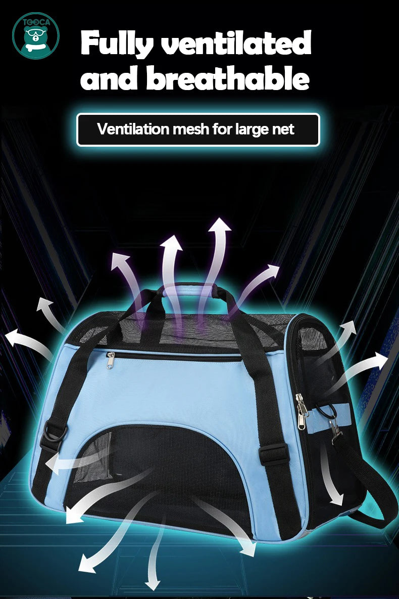 Foldable Mesh Pet Carrier Bag – Portable Travel Handbag for Cats & Small Dogs