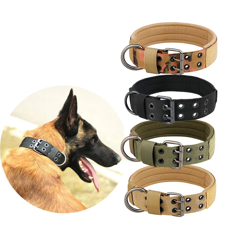 Adjustable Tactical Nylon Dog Collar for Medium & Large Dogs