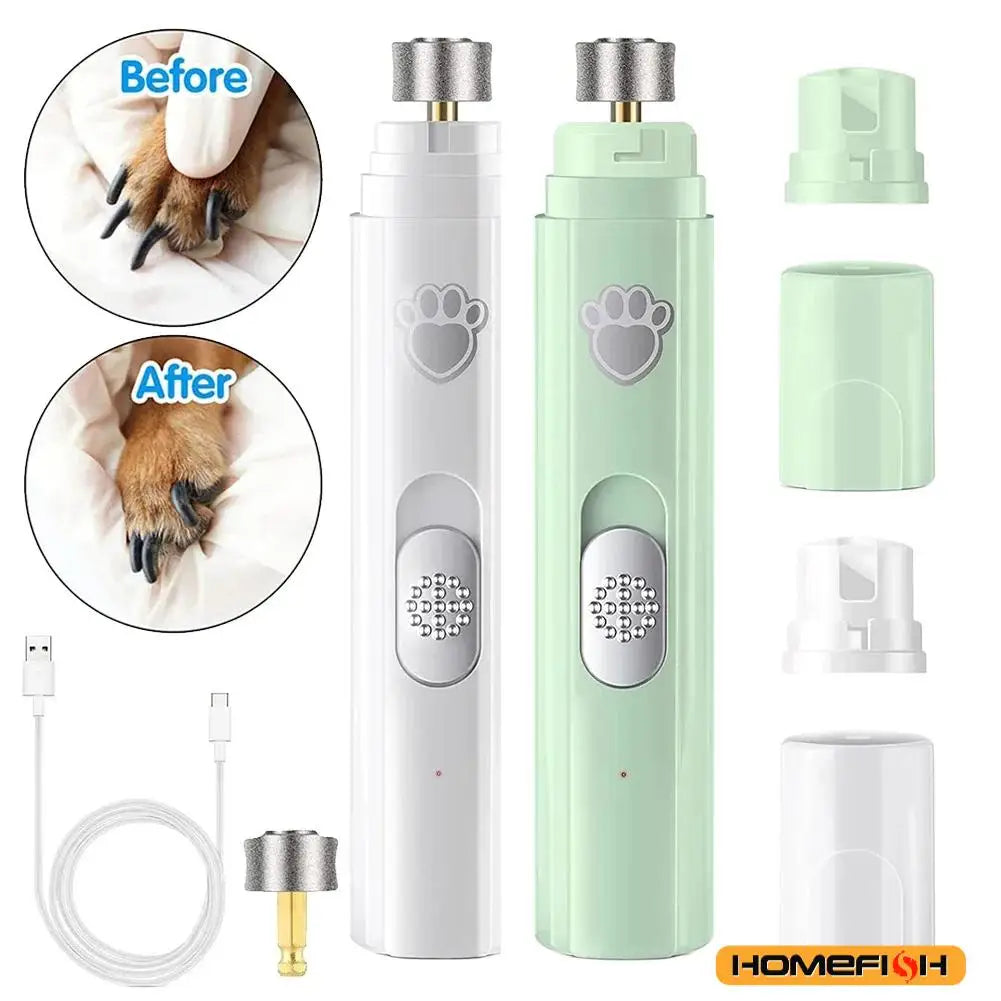 Rechargeable Electric Dog Nail Grinder – Painless Pet Nail Trimmer with Polisher