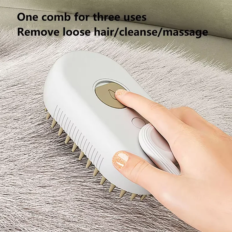 3-in-1 Electric Pet Hair Brush with Steam & Massage