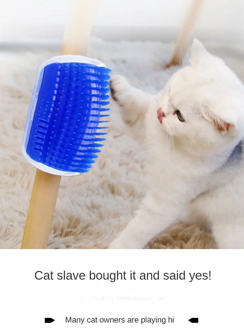 Cat Wall Corner Self-Grooming Brush with Bristles
