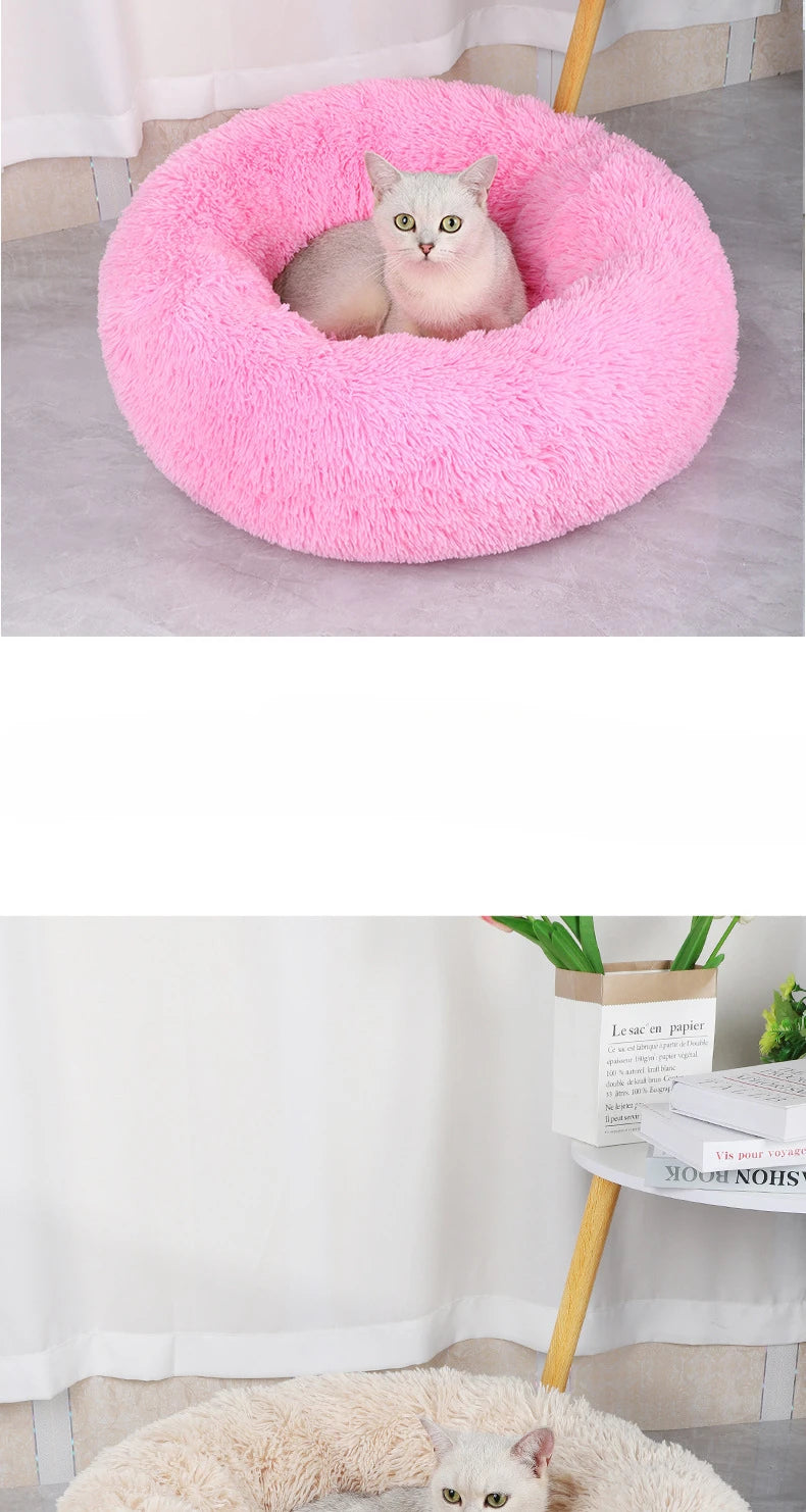 Plush Round Pet Bed – Warm, Washable Nest for Cats & Small Dogs