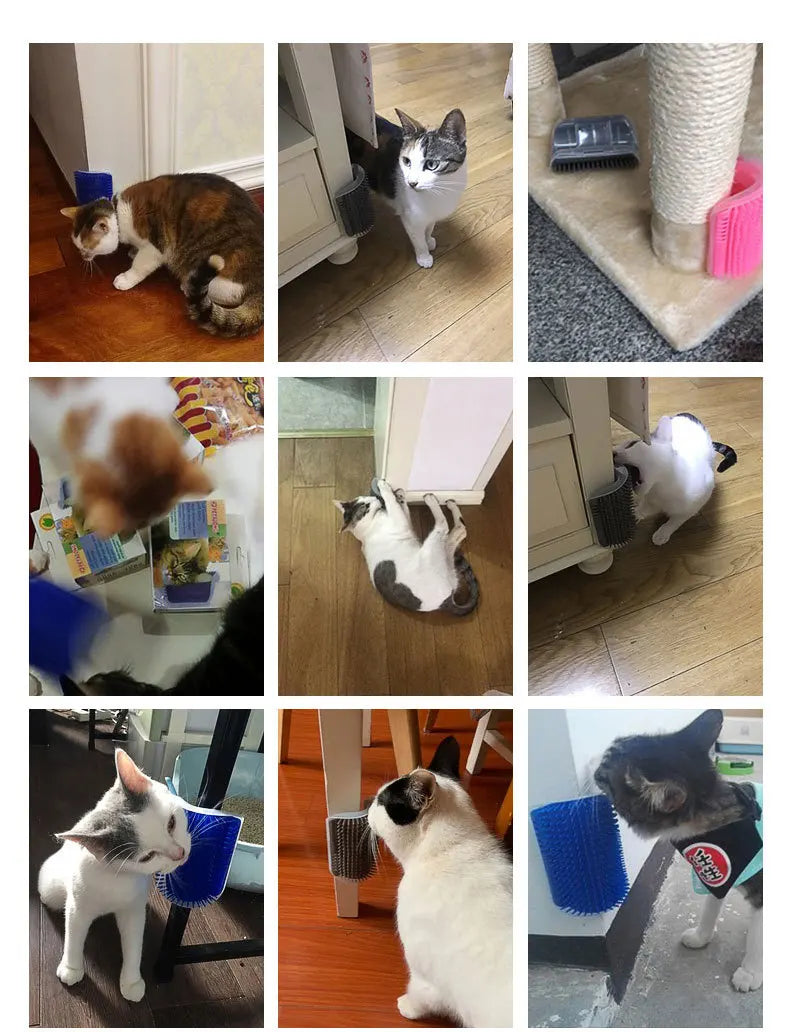 Cat Wall Corner Self-Grooming Brush with Bristles