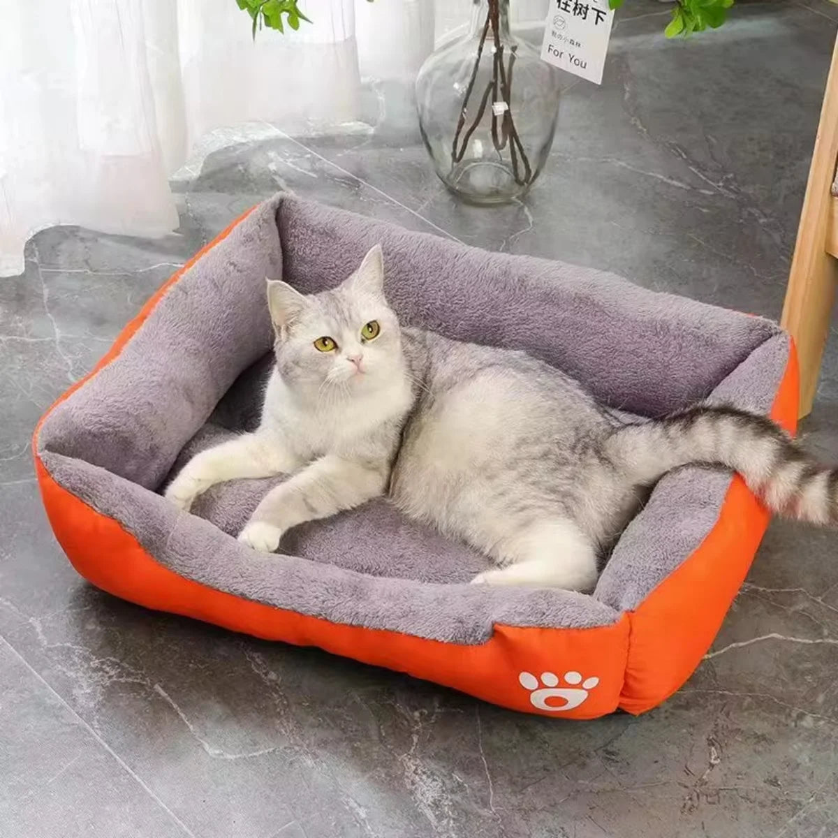 Winter Square Pet Bed – Soft Waterproof House for Dogs & Cats