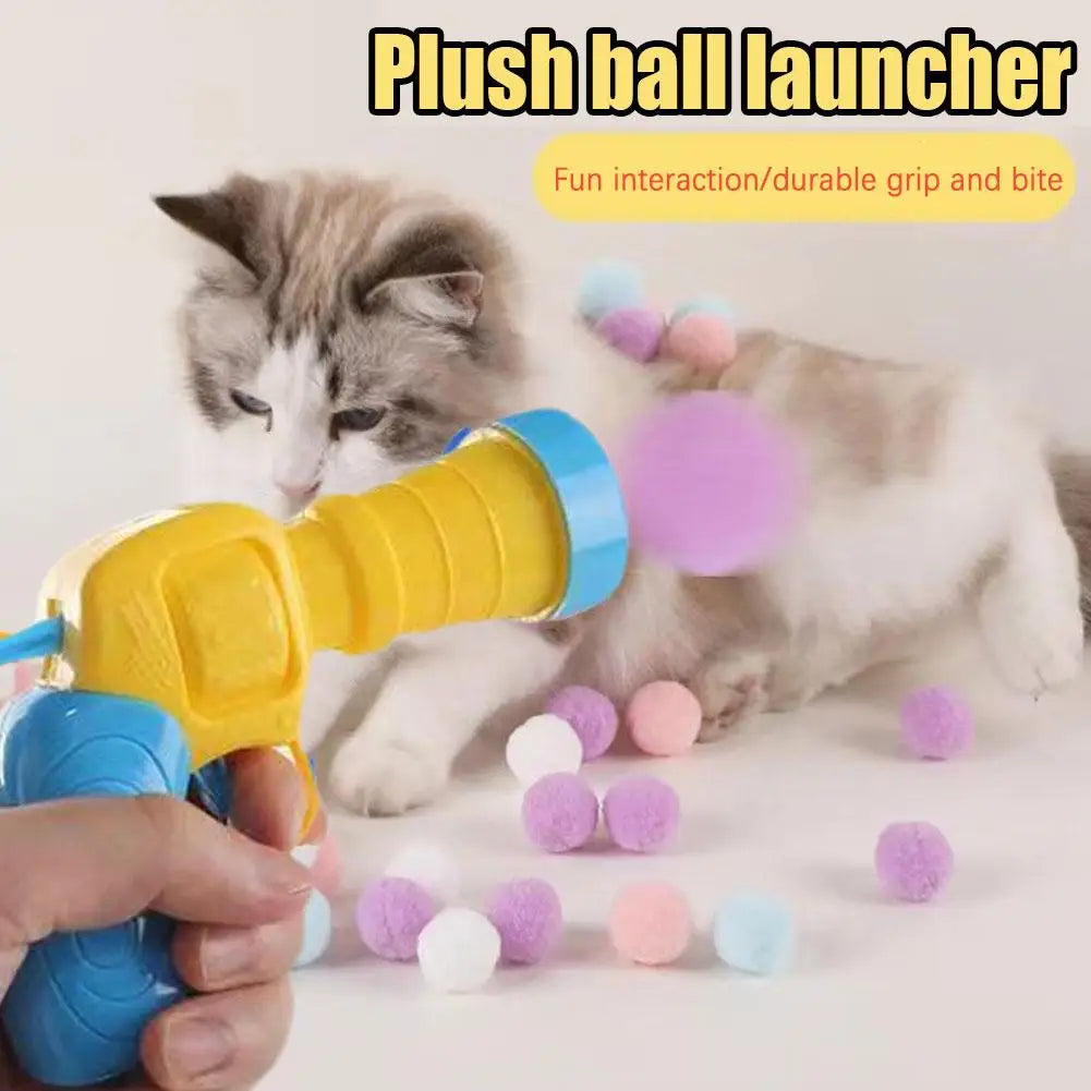 Interactive Plush Ball Launcher Toy for Cats – Mini Shooting Game