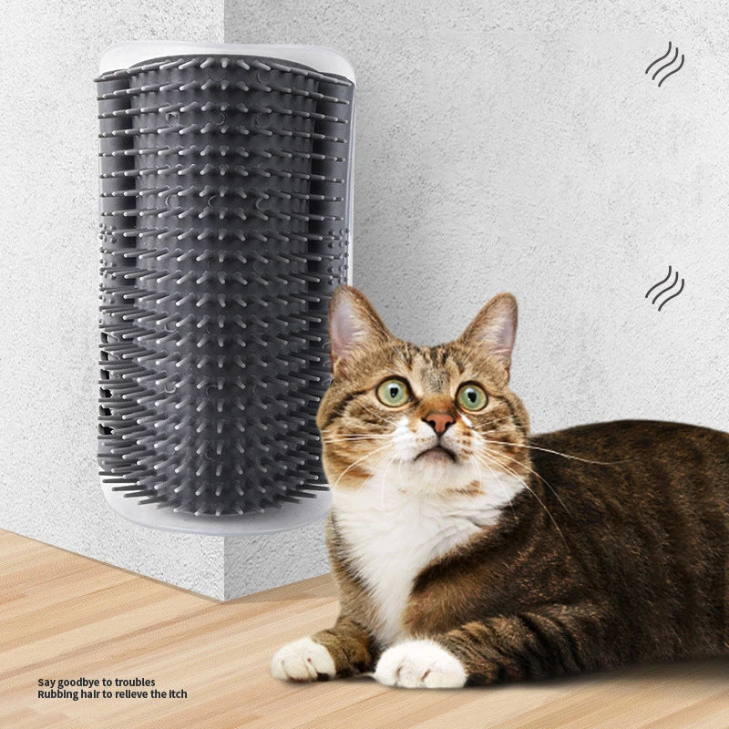 Cat Wall Corner Self-Grooming Brush with Bristles