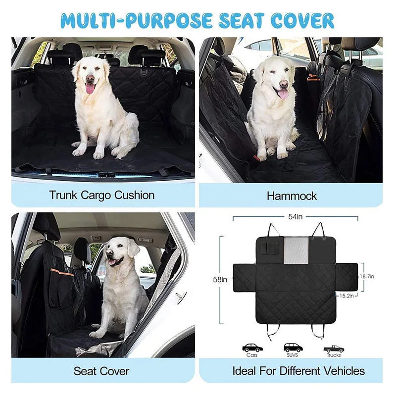 Waterproof Double Zipper Car Pet Seat Pad – 143×153cm Rear Seat Cushion