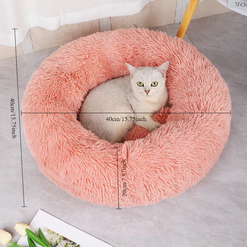 Plush Round Pet Bed – Warm, Washable Nest for Cats & Small Dogs