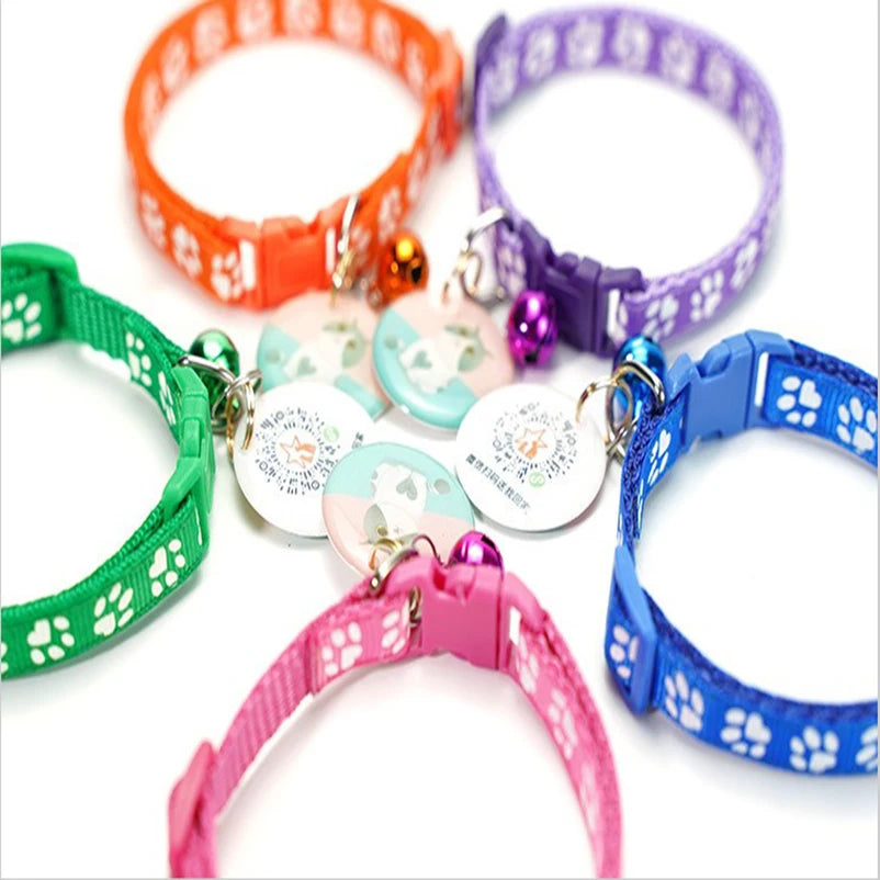 Cat Bell Collar – Adjustable Printed Pet Necklace, Multi-Color Options