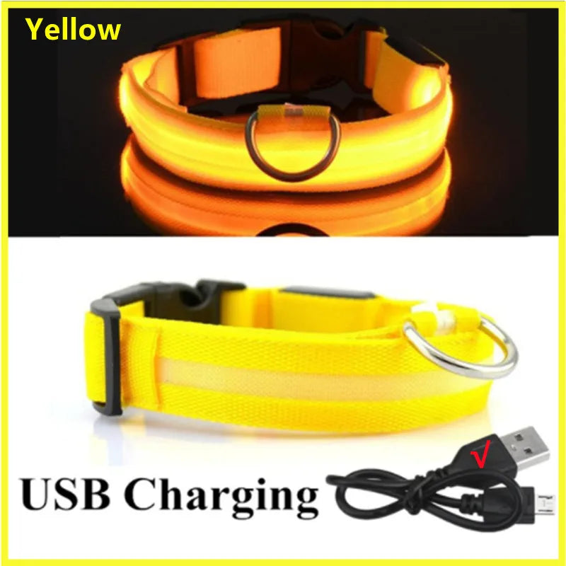 USB Rechargeable LED Pet Collar – Adjustable & Glowing