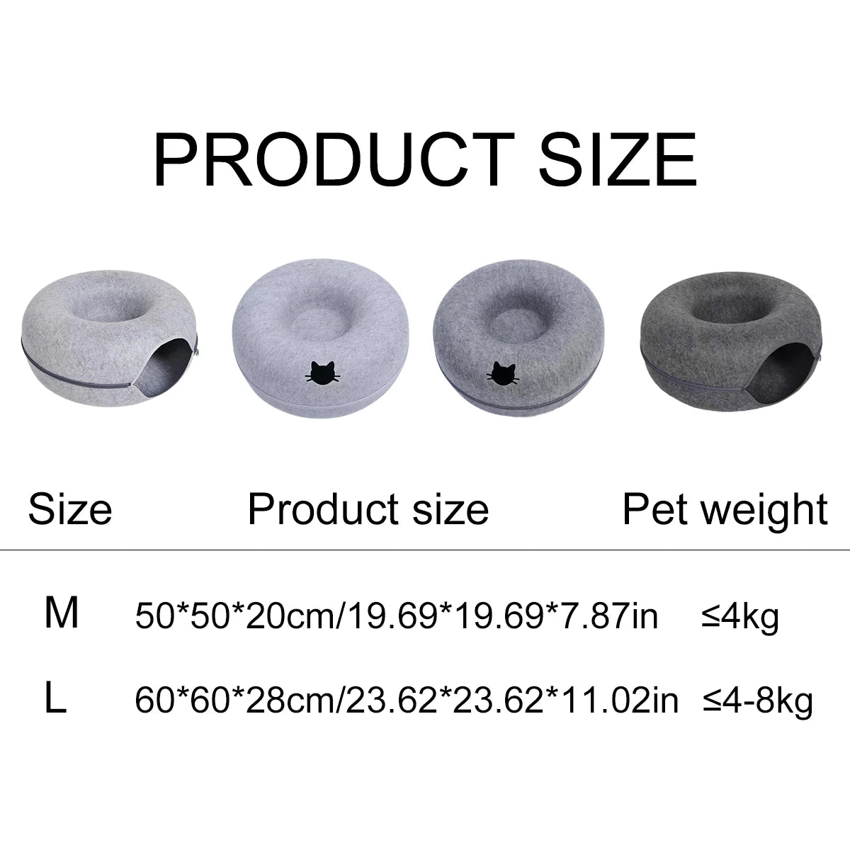 2-in-1 Felt Donut Cat Bed & Tunnel with Breather Hole