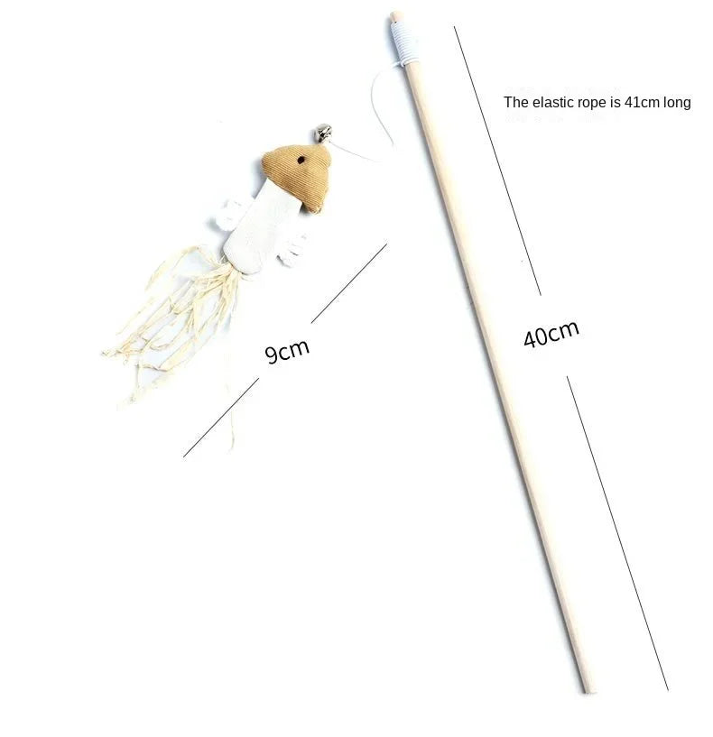 Interactive Feather Teaser Wand Toy for Cats – Wooden Rod