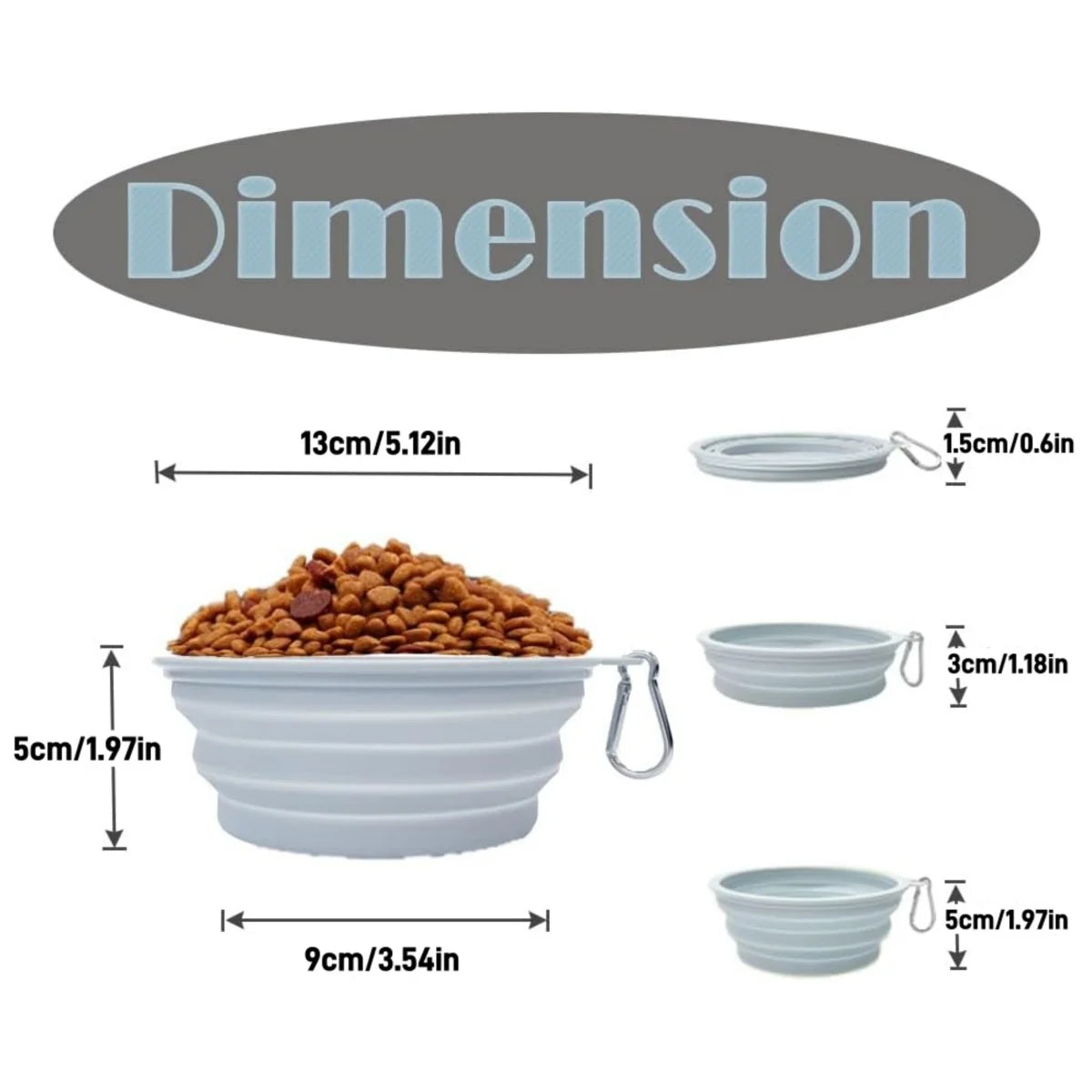 2PCS Collapsible Silicone Pet Bowls – Portable Folding Food & Water Dishes with Carabiners