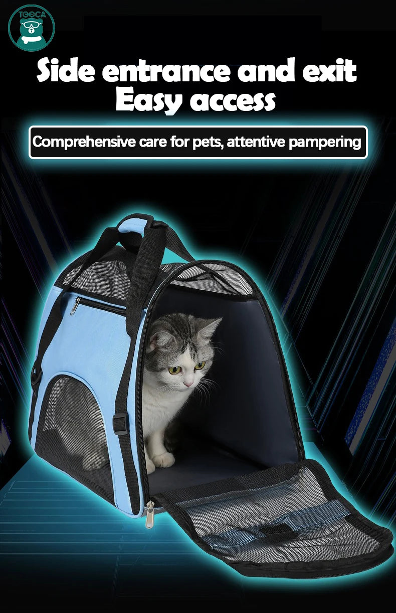 Foldable Mesh Pet Carrier Bag – Portable Travel Handbag for Cats & Small Dogs