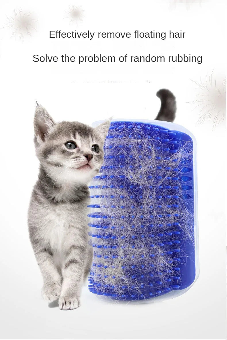 Cat Wall Corner Self-Grooming Brush with Bristles