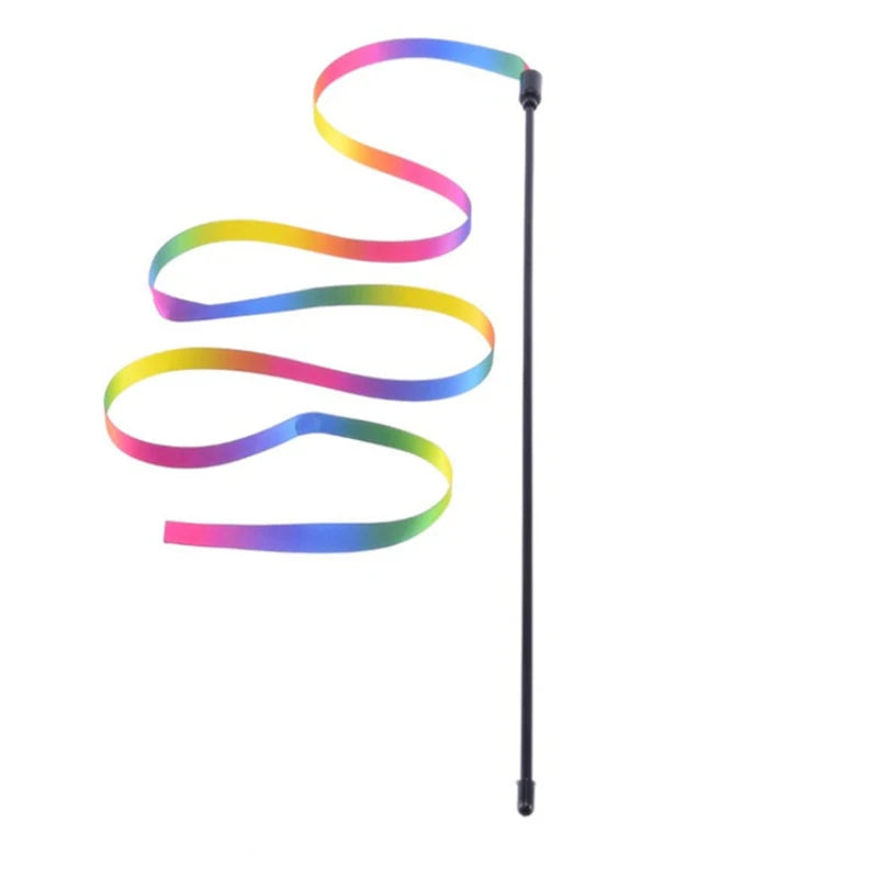 Rainbow Strips Cat Teaser Wand – Interactive Play Toy
