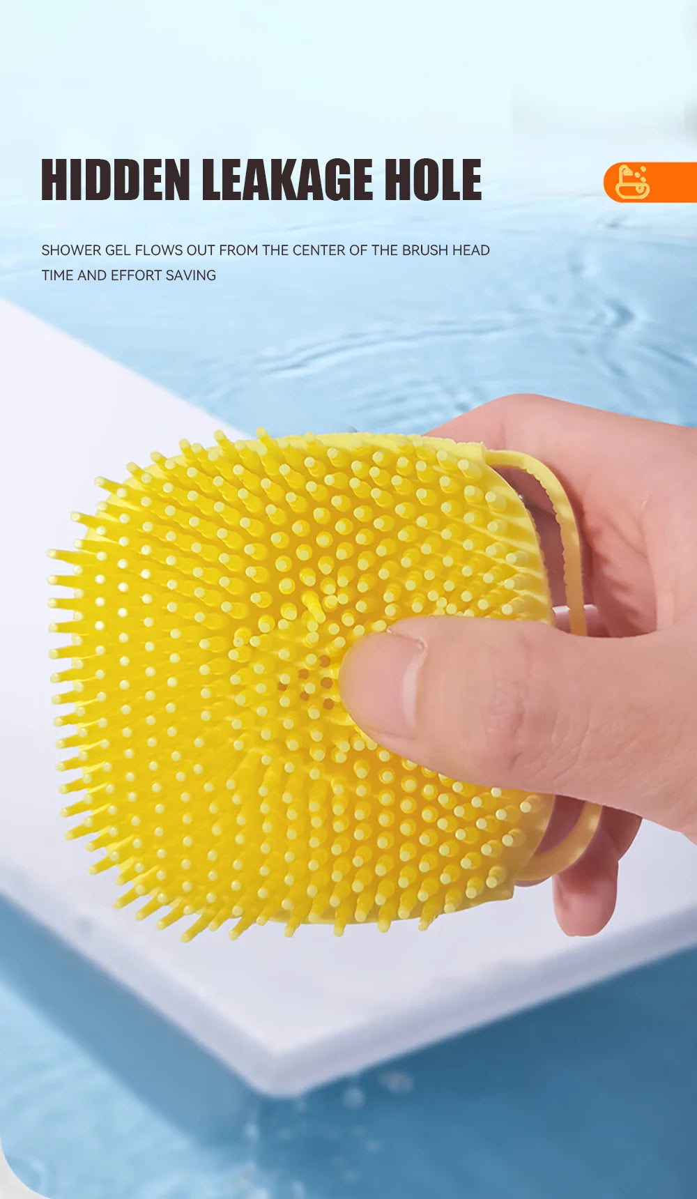 Dog Bathing & Massage Brush with Shampoo Dispenser – Soft Silicone Bristles