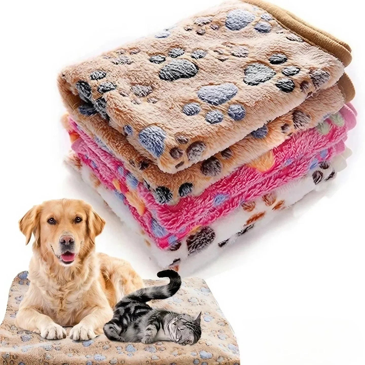 Soft Fluffy Pet Blanket – Warm Cartoon Mat for Cats & Dogs