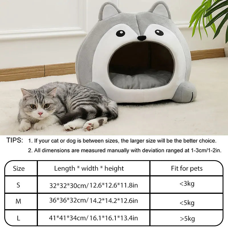 Soft Cat Bed Cave – Cozy Pet House for Kittens & Small Dogs