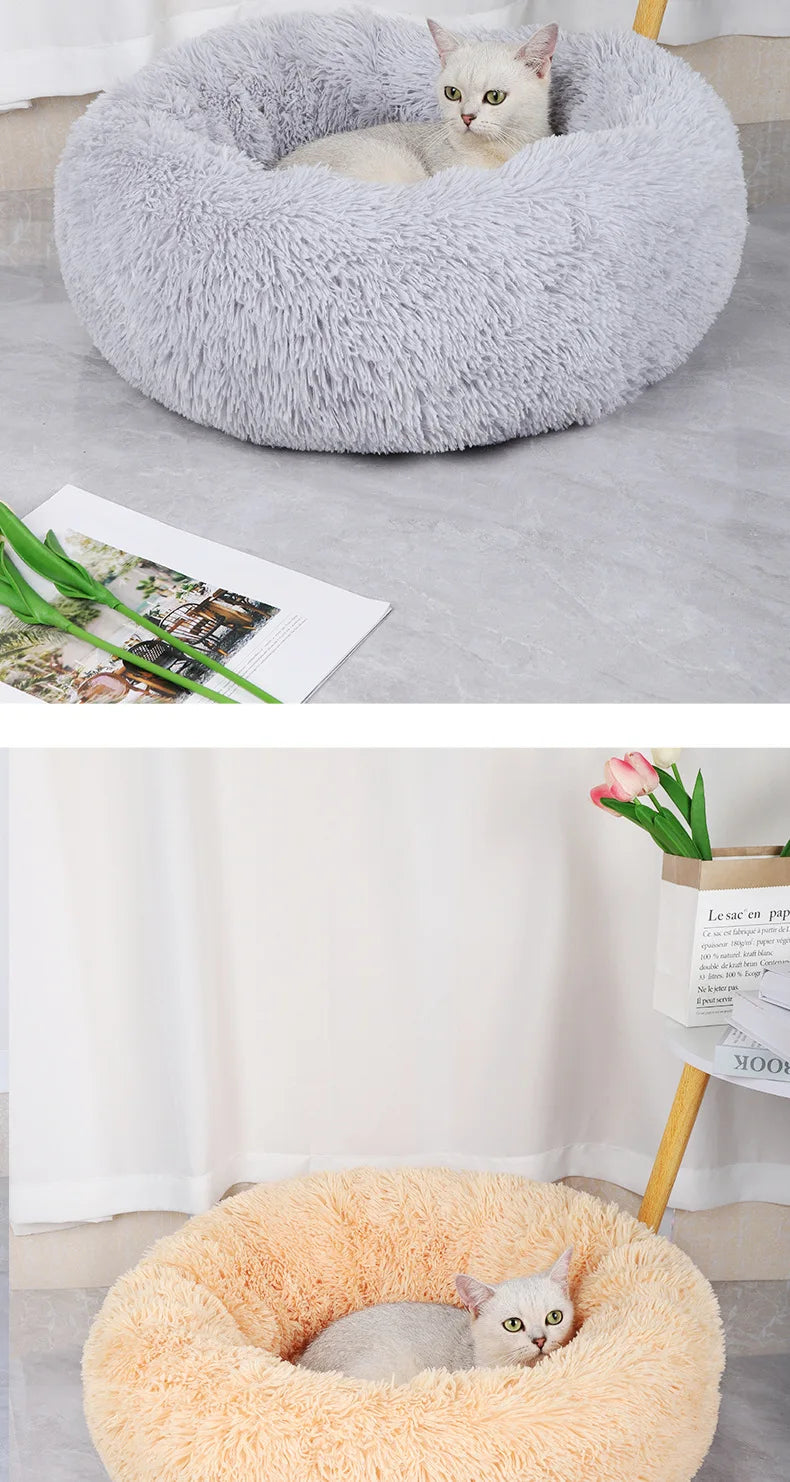 Plush Round Pet Bed – Warm, Washable Nest for Cats & Small Dogs