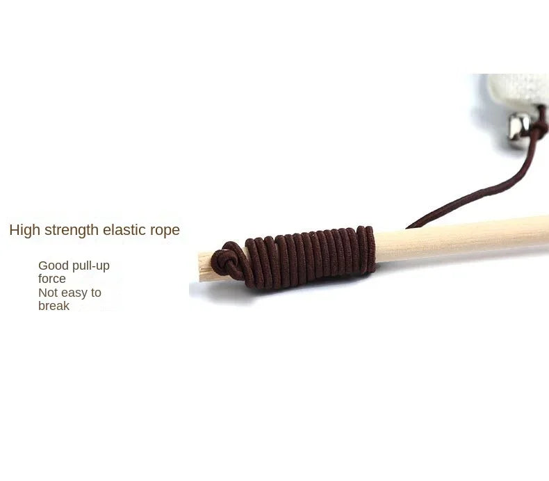 Interactive Feather Teaser Wand Toy for Cats – Wooden Rod
