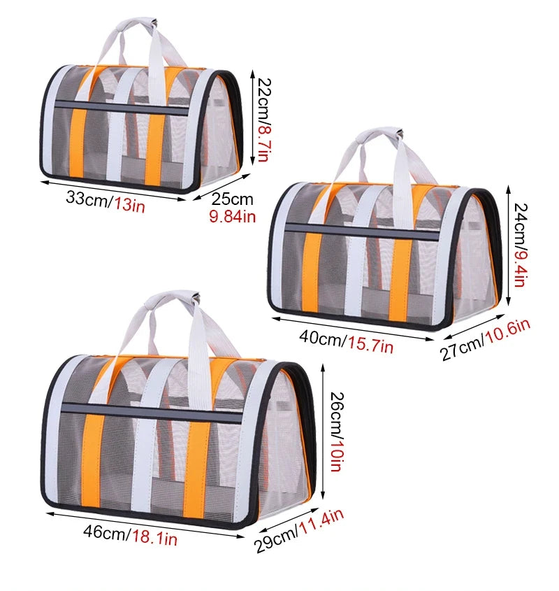 Foldable Mesh Pet Carrying Handbag for Cats & Small to Medium Dogs