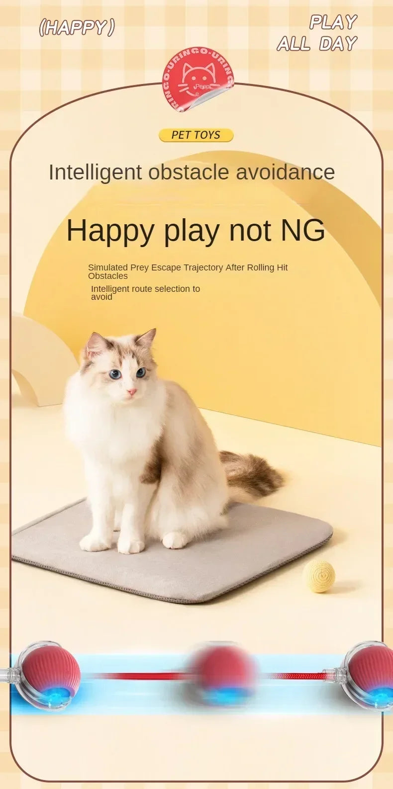 Rechargeable Interactive Rolling Ball Toy for Cats and Dogs