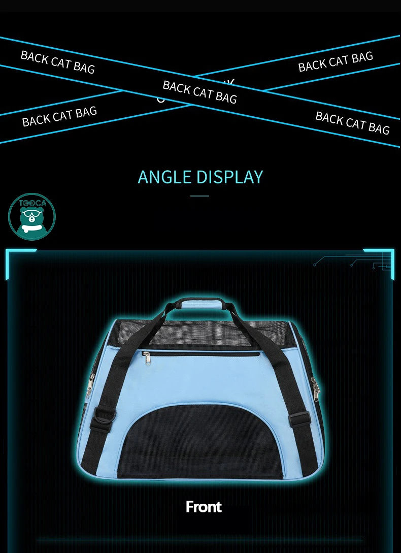 Foldable Mesh Pet Carrier Bag – Portable Travel Handbag for Cats & Small Dogs