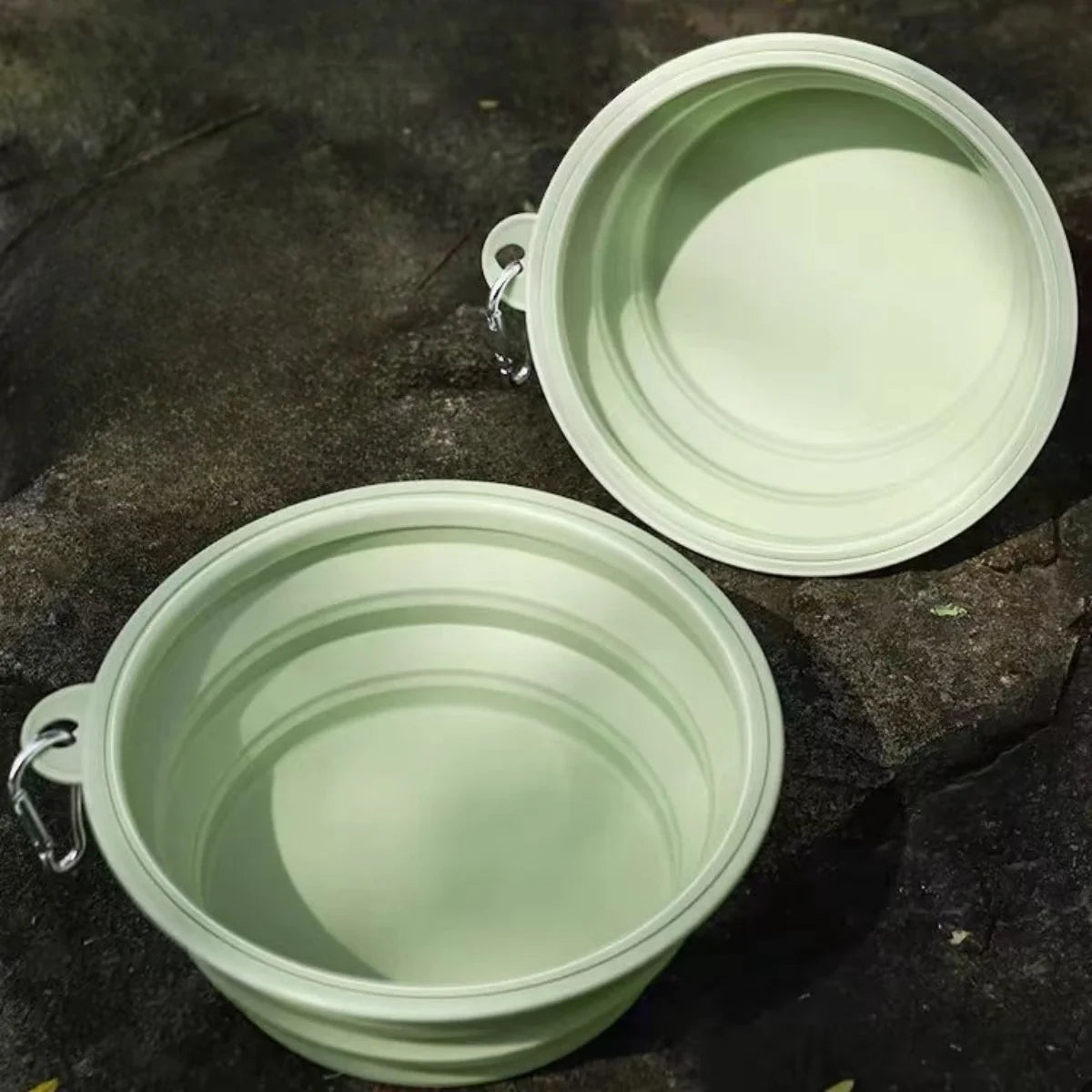 2PCS Collapsible Silicone Pet Bowls – Portable Folding Food & Water Dishes with Carabiners