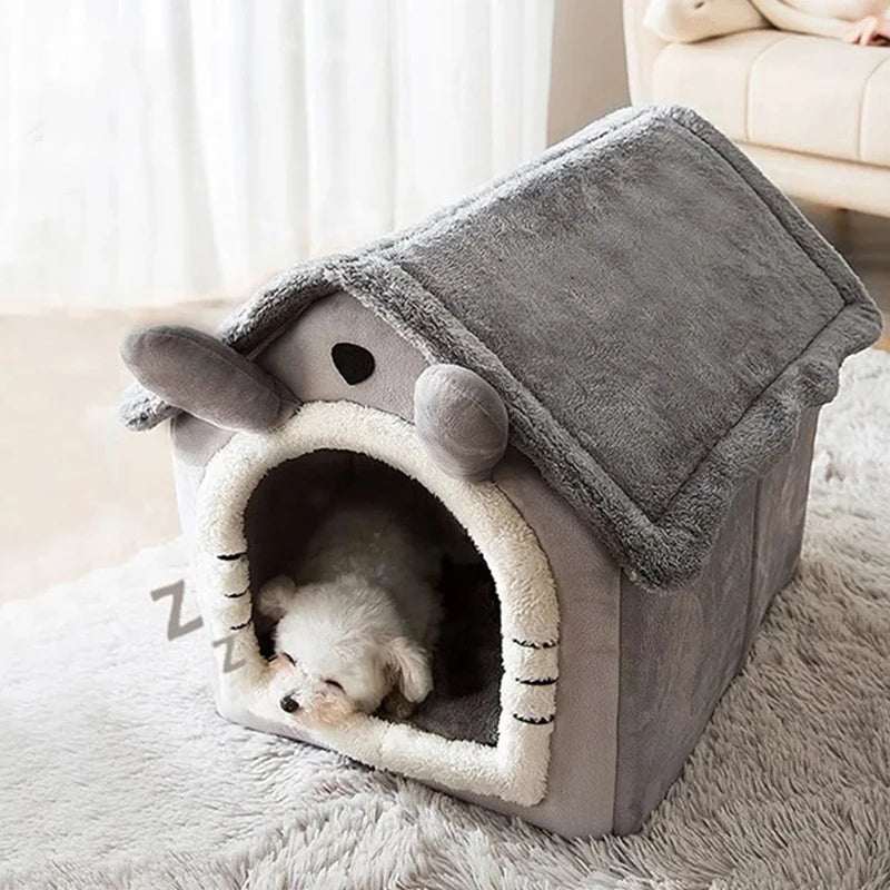 Indoor Pet Tent Bed – Soft Dog & Cat House with Removable Cushion