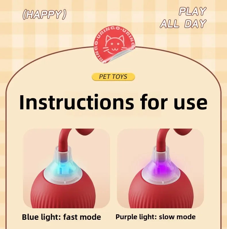 Automatic Rolling Cat Toy Ball – Self-Moving Electric Play Ball for Kittens