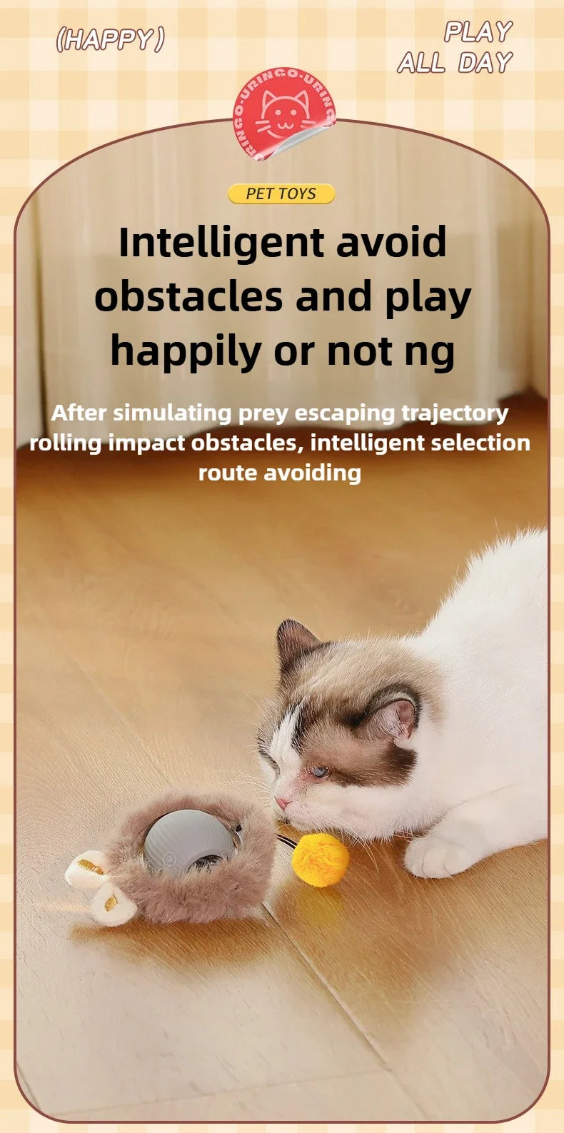 Automatic Rolling Cat Toy Ball – Self-Moving Electric Play Ball for Kittens