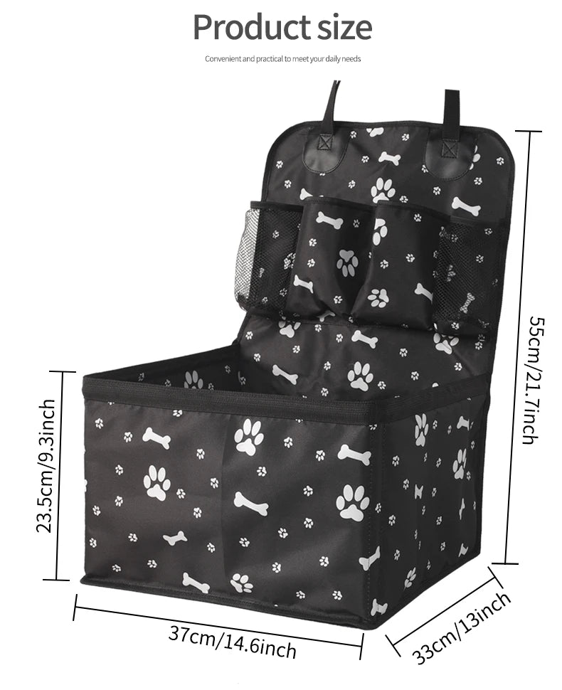 Durable Dog Car Booster Seat with Storage Pockets – Scratch-Proof Front Seat for Small & Medium Dogs
