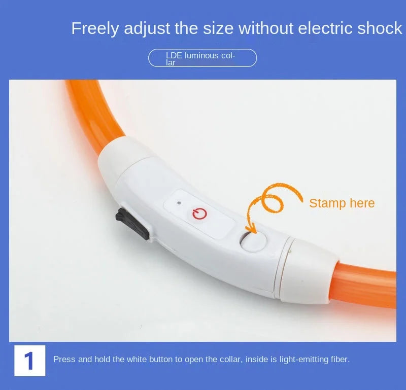 USB Rechargeable LED Pet Collar – Adjustable & Glowing