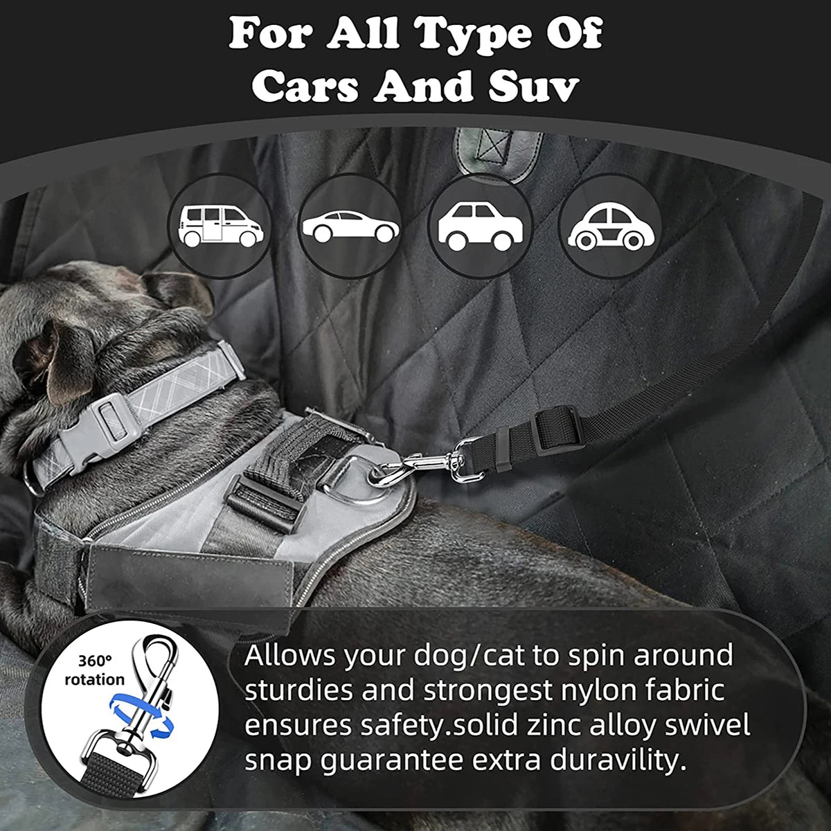 Adjustable Pet Seat Belt with Car Headrest Restraint for Dogs & Cats