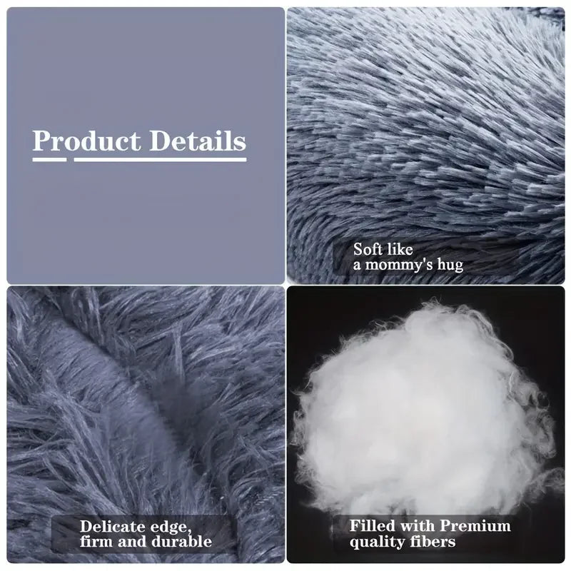 Round Plush Pet Bed – Winter Warm Sofa for Cats & Dogs