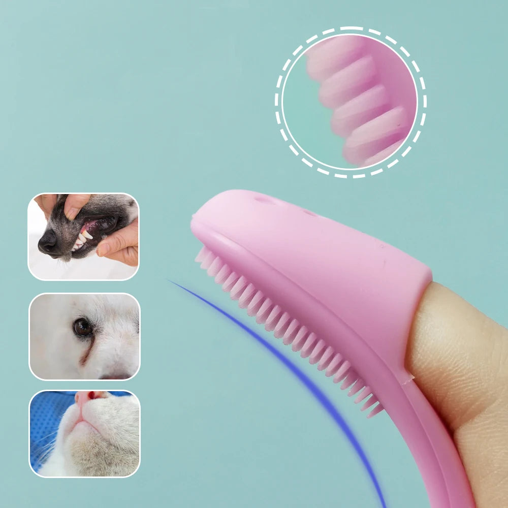 Soft Pet Finger Toothbrush – Eye & Tear Stain Cleaning Brush for Dogs & Cats