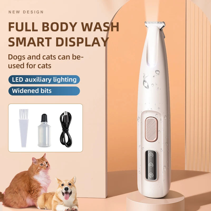LED Pet Grooming Trimmer – Low Noise & Waterproof