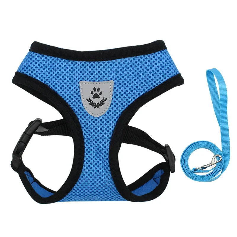 Breathable Mesh Pet Harness & Leash Set – Reflective & Adjustable