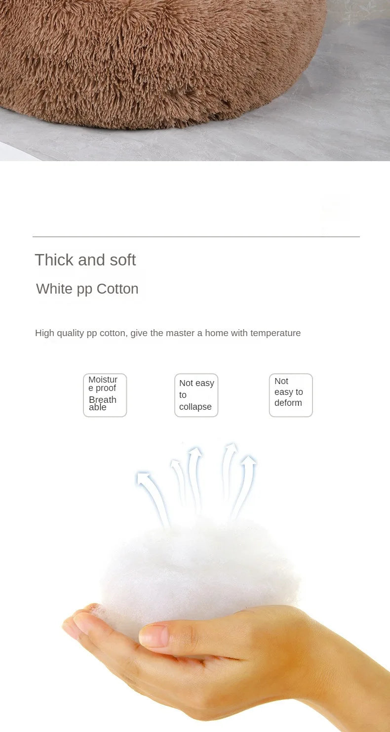 Plush Round Pet Bed – Warm, Washable Nest for Cats & Small Dogs