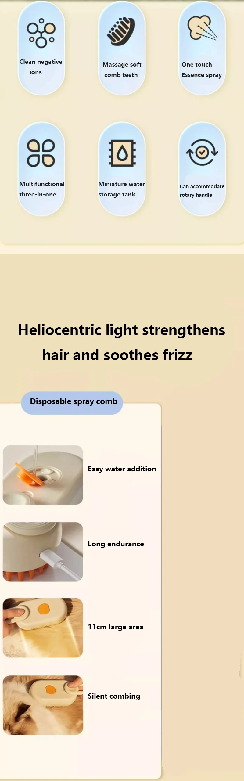 3-in-1 Electric Pet Hair Brush with Steam & Massage