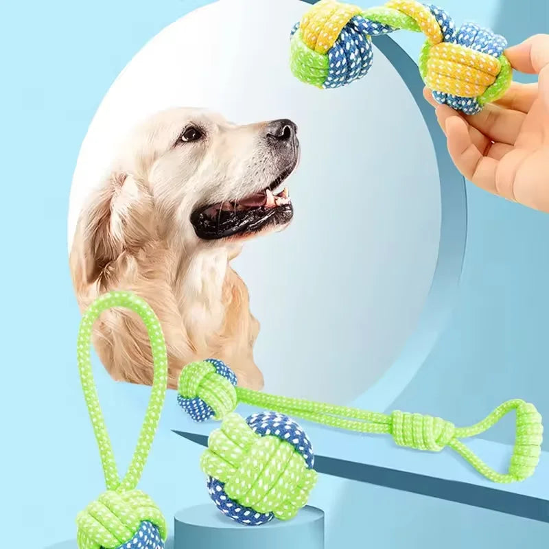 4PCS Bite-Resistant Cotton Rope Knot Ball Toy Set for Cats & Dogs