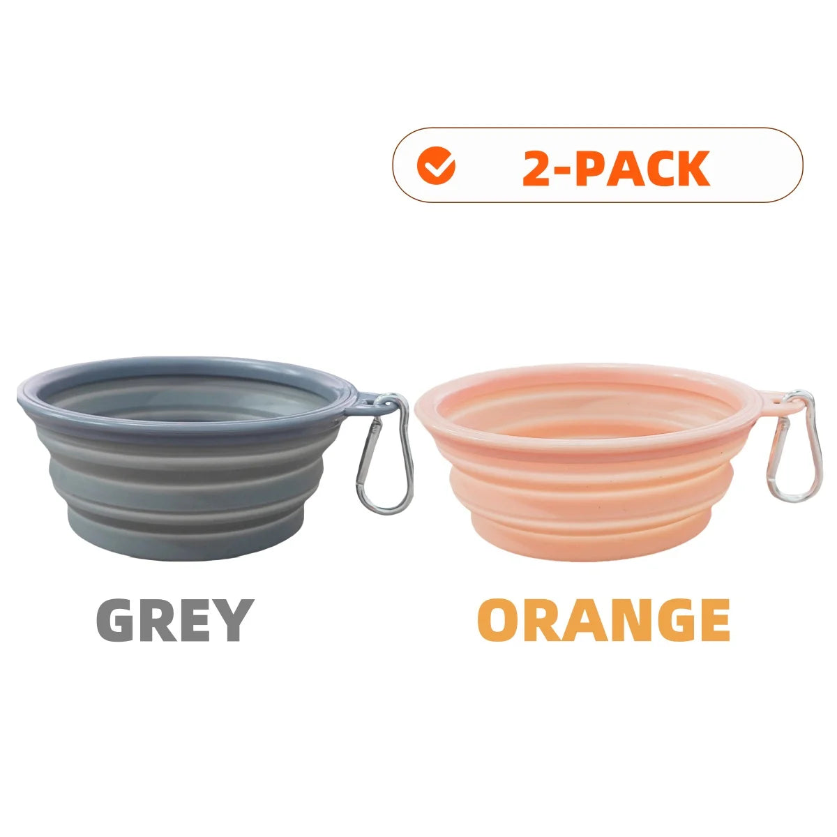 2PCS Collapsible Silicone Pet Bowls – Portable Folding Food & Water Dishes with Carabiners