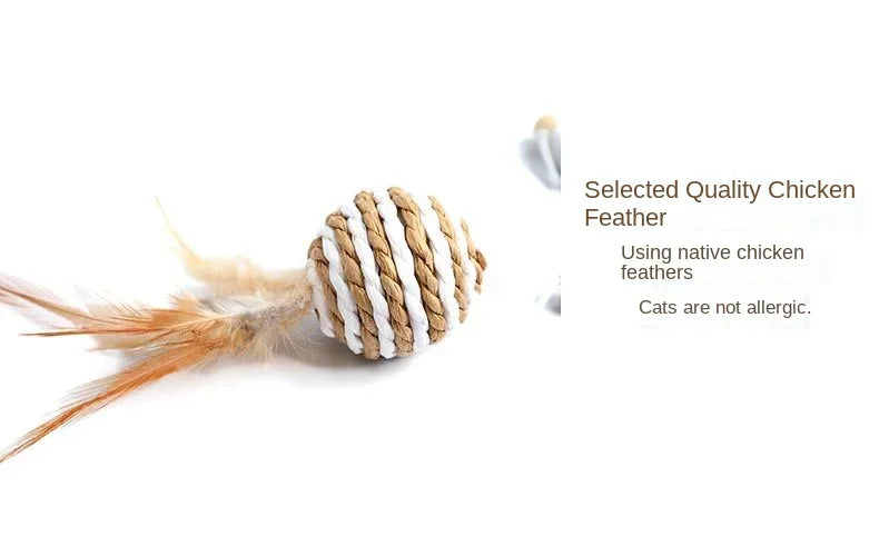 Interactive Feather Teaser Wand Toy for Cats – Wooden Rod